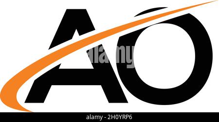 LETTERS AO LOGO DESIGN WITH NEGATIVE SPACE EFFECT FOR ILLUSTRATION USE Stock Vector