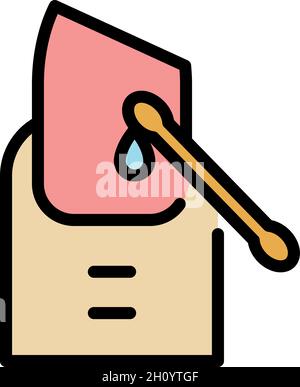 Nail care icon. Outline nail care vector icon color flat isolated Stock Vector