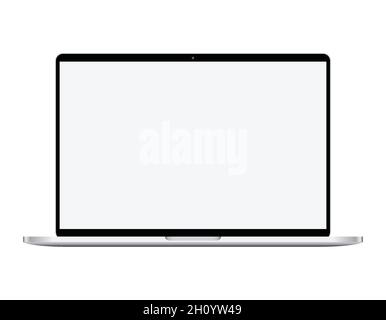 Modern new model macbook pro silver notebook, flat laptop computer design. Stock Vector