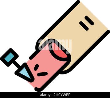 Nail polishing icon. Outline nail polishing vector icon color flat isolated Stock Vector