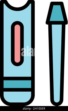 Nail pusher icon. Outline nail pusher vector icon color flat isolated Stock Vector