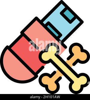 Stick malware icon. Outline stick malware vector icon color flat isolated Stock Vector