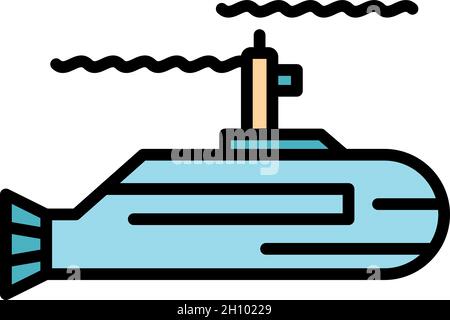 Force submarine icon. Outline force submarine vector icon thin line color flat on white Stock Vector