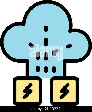 Cloud memory attack icon. Outline cloud memory attack vector icon color flat isolated Stock Vector