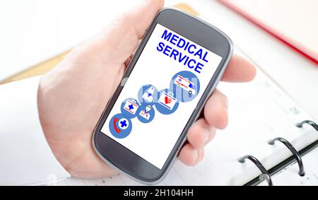 Medical service concept shown on a smartphone screen Stock Photo