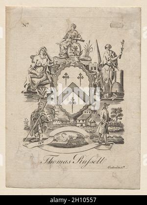 Joseph Callender (American, 1751-1821) - Bookplate, Coat of Arms with ...
