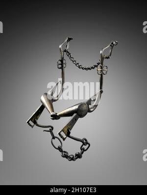 Curb Bit, 1500s. Germany, 16th century. Steel, traces of gilding; overall: 14 cm (5 1/2 in.). Stock Photo