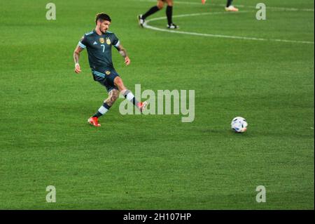 Buenos Aires, Argentina. 14th Oct, 2021. Argentina vs Peru play a game valid for the qualifying round for the World Cup in Qatar 2022. Game played on Oct 14, 2021, at the Monumental Stadium in Buenos Aires, Argentina. Credit: Gabriel Sotelo/FotoArena/Alamy Live News Stock Photo