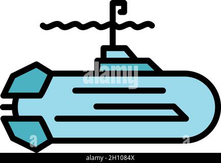Submarine vessel icon. Outline submarine vessel vector icon color flat isolated Stock Vector