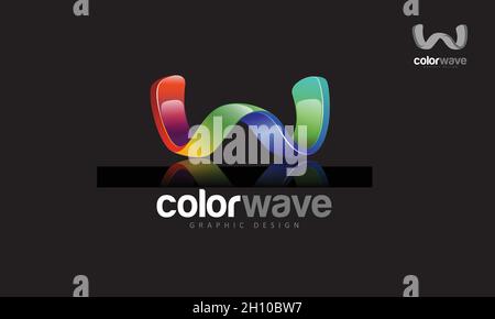 Color Wave Graphic Design Vector Logo Template. Creative 3D abstract vector logo design with shinny effect. this object look like wave or letter of W. Stock Vector