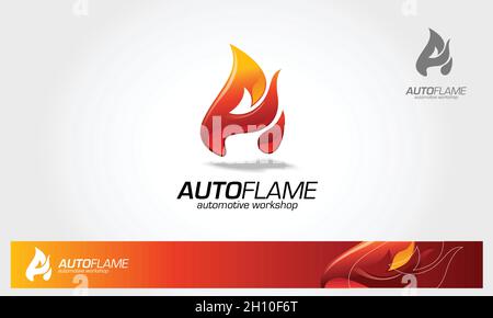 Auto Flame Automotive Workshop Vector Logo Illustration. A letter logo design template. Flame vector unusual letter. Vector design template elements. Stock Vector