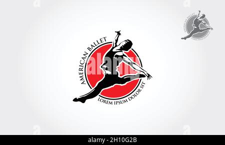 American ballet vector logo template. Smooth and detail vector, modern dancer action silhouette. Good use for symbol, logo, web icon, mascot, etc. Stock Vector