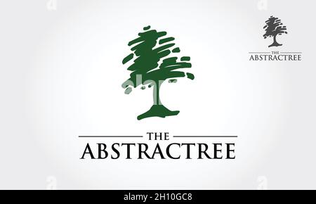 The Abstract Tree Logo Template. A simple scratch tree silhouette. Modern vector sign. Premium quality illustration logo design concept. Stock Vector