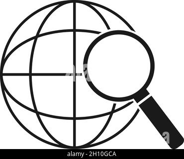 internet search symbol with globe and magnifying glass, vector illustration Stock Vector