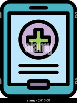 Mobile medical card icon. Outline mobile medical card vector icon color flat isolated Stock Vector