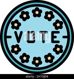 Vote stamp icon. Outline vote stamp vector icon color flat isolated Stock Vector