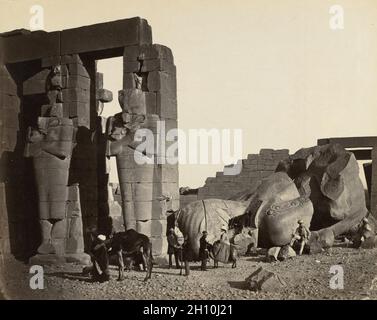 Egypt, Sinai and Jerusalem: A Series of Twenty Photographic Views, with Descriptions by Mrs. Poole and Reginald Stuart Poole: Fallen Statue at the Ramesseum, Thebes, 1857. Francis Frith (British, 1822-1898). Albumen print from wet collodion negative; image: 38.3 x 48.2 cm (15 1/16 x 19 in.); matted: 61 x 76.2 cm (24 x 30 in.). Stock Photo