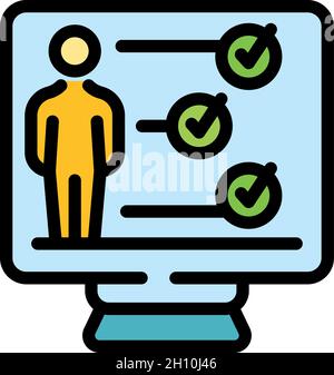 Online patient card icon. Outline online patient card vector icon color flat isolated Stock Vector