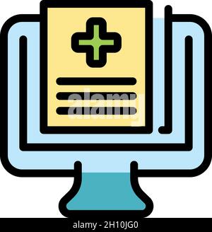 Online health file icon. Outline online health file vector icon color flat isolated Stock Vector