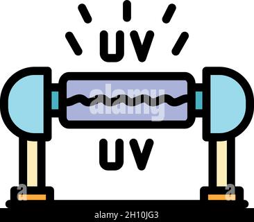 Uv sterilization icon. Outline uv sterilization vector icon color flat isolated Stock Vector