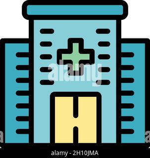 Medical building icon. Outline medical building vector icon color flat isolated Stock Vector