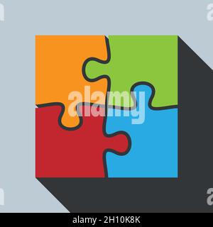 multi-colored abstract jigsaw puzzle symbol, vector illustration Stock Vector