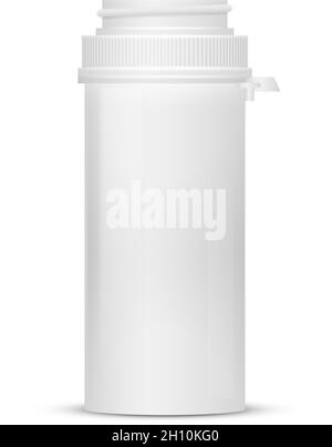 Blank Plastic Bottles with Cap for Cosmetics, Drugs, Vitamins, Pills or Capsules Stock Vector