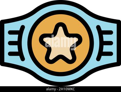 Award belt icon. Outline award belt vector icon color flat isolated Stock Vector