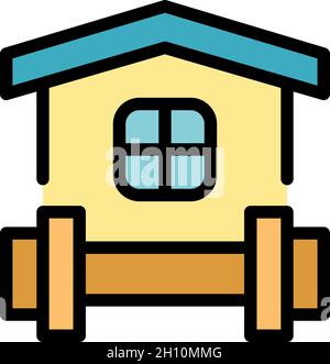 Home gym equipment icon. Outline home gym equipment vector icon color flat isolated Stock Vector