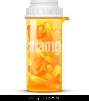 Yellow Plastic Bottles with Capsules Stock Vector