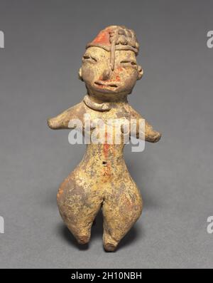 Standing Female Figurine, 1200-400 BC. Mesoamerica, Tlatilco. Ceramic with pigment; overall: 9 x 4.7 x 2.6 cm (3 9/16 x 1 7/8 x 1 in.). Stock Photo