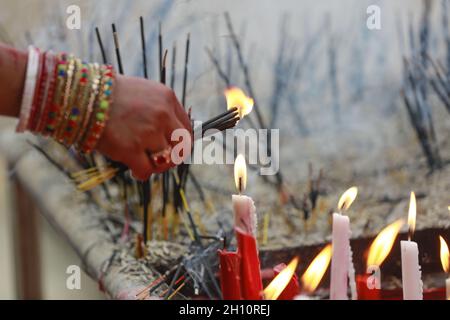 Bangladeshi Hindu devotees offer prayer on the final day of the Durga ...