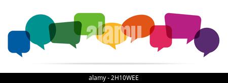 illustration of colored speech bubbles in a row with space for text Stock Vector