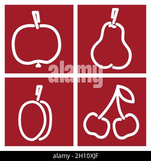 Set of fruits logo for groceries, agriculture stores, packaging and advertising Healthy food flat design Simple vector illustration Stock Vector