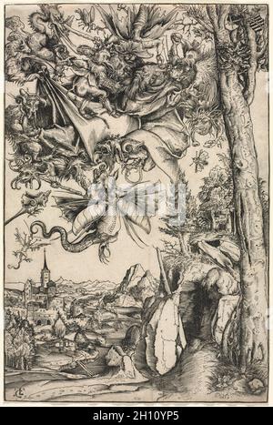 The Temptation of St. Anthony, 1506. Lucas Cranach (German, 1472-1553). Woodcut; Stock Photo