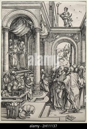 The Life of the Virgin: The Presentation of the Virgin in the Temple, c. 1502-1503. Albrecht Dürer (German, 1471-1528). Woodcut; Stock Photo