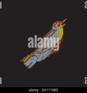 Bird embroidery, cross stitch pattern, ornament, vector illustration Stock Vector