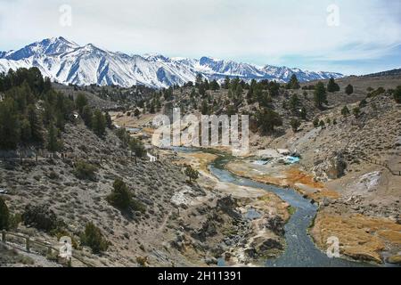 Hot Creek Geological site near Mammoth Lakes, California Stock Photo