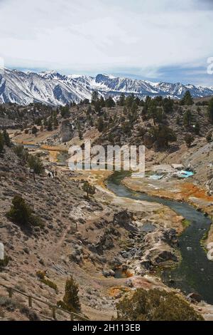 Hot Creek Geological site near Mammoth Lakes, California Stock Photo