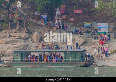 GUWAHATI, INDIA - JANUARY 31, 2017: People at Peacock Umananda island in Brahmaputra river near Guwahati, India Stock Photo