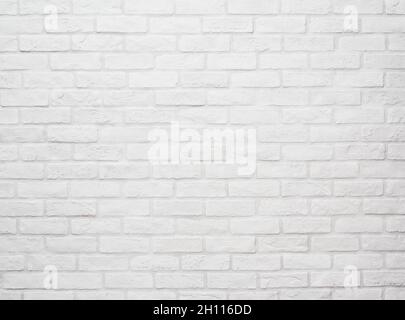 Flat stacked white brick wall. Background and Texture Stock Photo