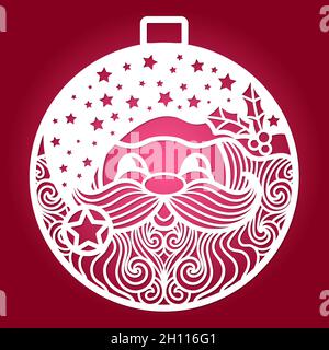 Laser cutting template. Santa. Christmas tree decoration. Vector Stock Vector