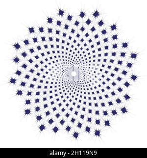 square with spikes repeated in fibonacci pattern Stock Vector