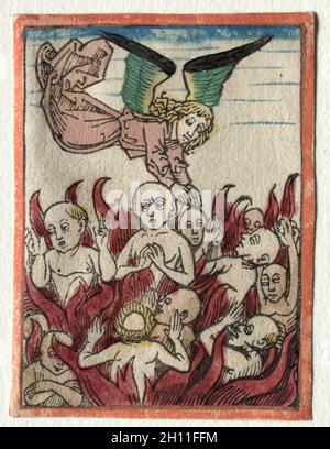 Purgatory, 1400s. Germany, 15th century. Woodcut; Stock Photo