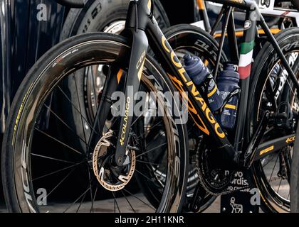 ZAGREB CROATIA Oct 03 2021 Professional colnago road bike of team Novo nordisk ready for race Stock Photo Alamy