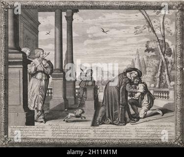 The Prodigal Son: The Return of the Prodigal. Abraham Bosse (French, 1602-1676). Etching; Stock Photo