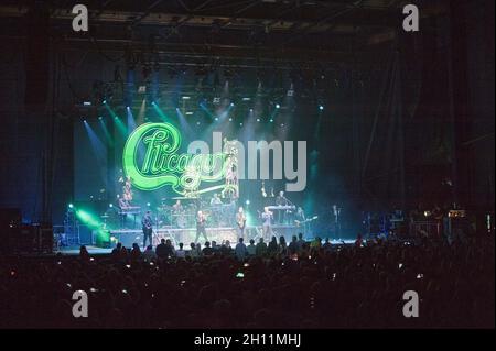 October 12, 2021 - Wilmington, North Carolina; USA - Musicians CHICAGO performs live as their 2021 tour makes a stop at the Live Oak Bank Pavilion at Riverfront Park located in Wilmington. Copyright 2021 Jason Moore. (Credit Image: © Jason Moore/ZUMA Press Wire) Stock Photo