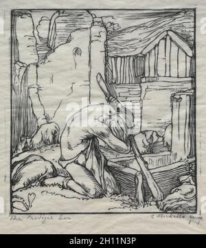 The Prodigal Son. Charles de Sousy Ricketts (British, 1866-1931). Woodcut; Stock Photo