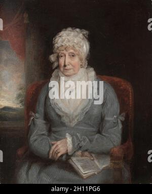 Portrait of a Woman (Mrs. Ann Hivlyn), early 1800s. America or England, 19th century. Oil on wood; unframed: 30.5 x 25.2 cm (12 x 9 15/16 in.). Stock Photo