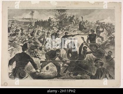 The War for the Union, 1862 - A Bayonet Charge, 1862. Winslow Homer (American, 1836-1910). Wood engraving; Stock Photo